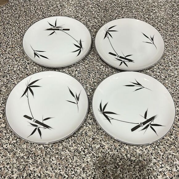 Cordon Bleu Elegance 5183 White Gold Bamboo 7 1/2 In Salad Saucers Plate Set 4 - Picture 2 of 4